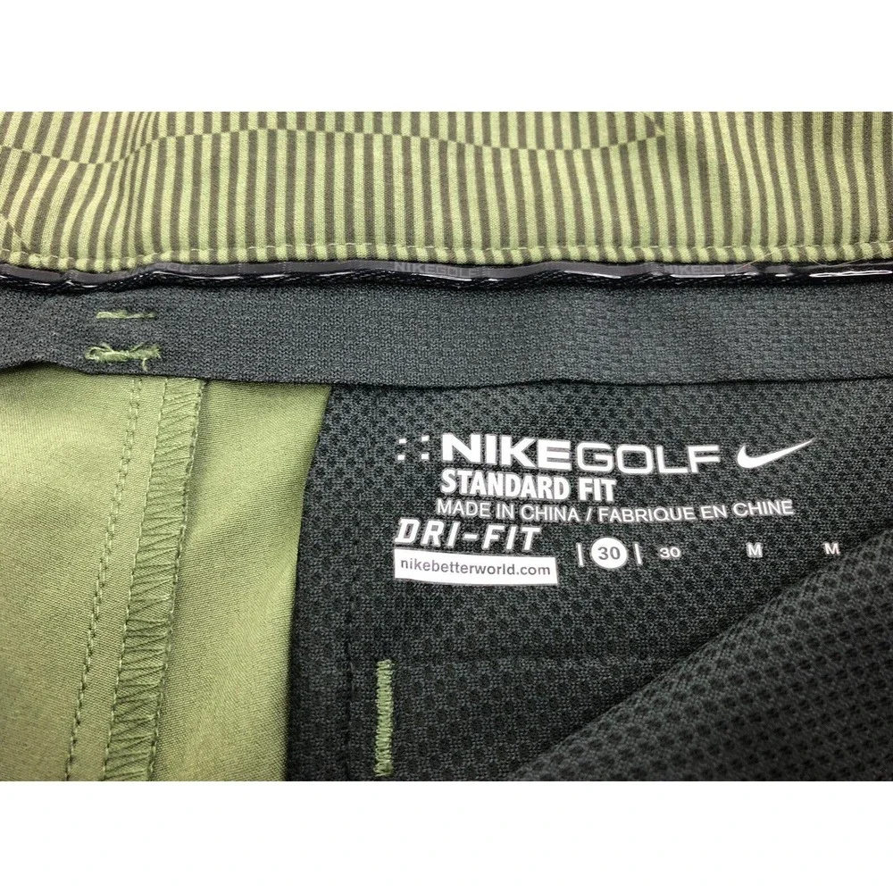 Nike Shorts Mens Sz 30 Golf Dri-Fit green gray striped Stretch 10